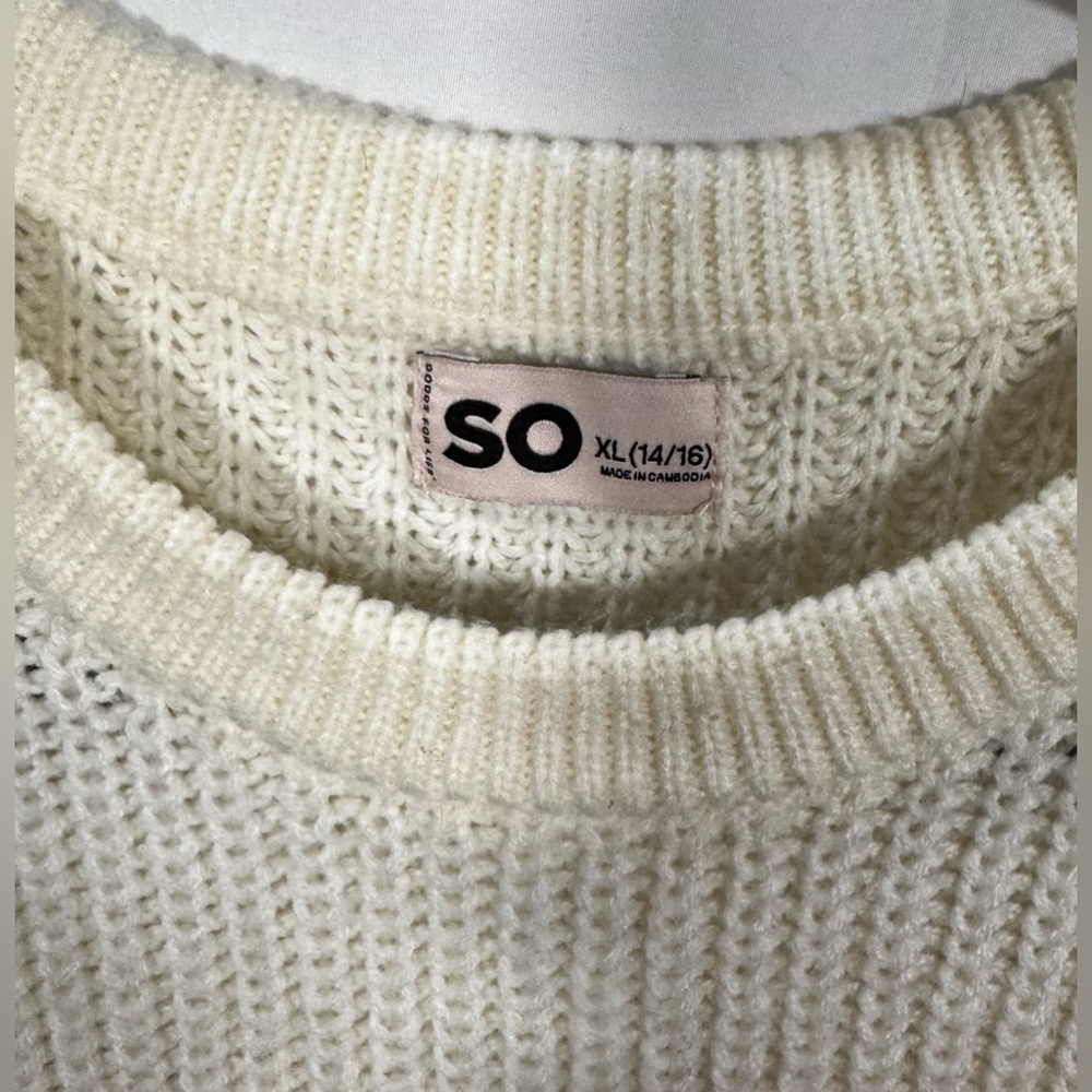 SO Girl's Striped Sweater - Cream, Pink, and Orange Size XL 14/16 - Picture 5 of 9